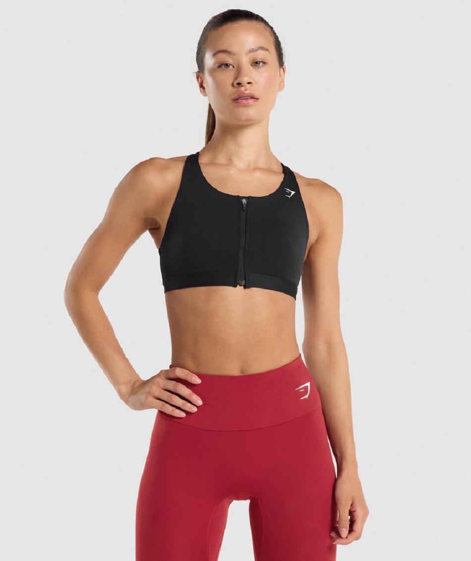 Sujetadores Deportivos Gymshark Zip Up Mujer Negras | CO 2213XYU